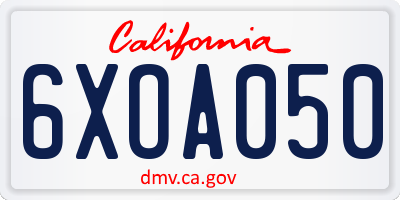CA license plate 6XOA050