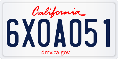 CA license plate 6XOA051
