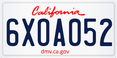 CA license plate 6XOA052