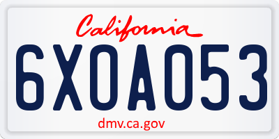 CA license plate 6XOA053