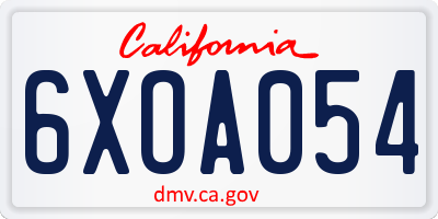 CA license plate 6XOA054