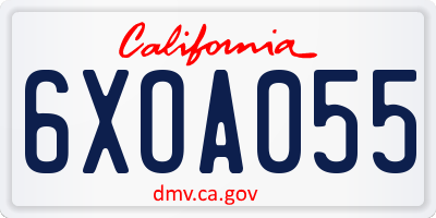 CA license plate 6XOA055
