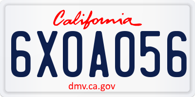 CA license plate 6XOA056