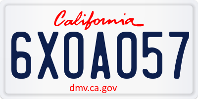 CA license plate 6XOA057