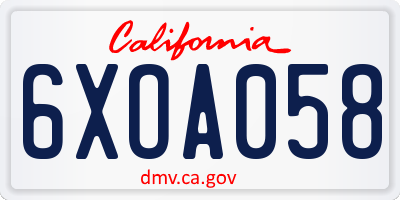 CA license plate 6XOA058