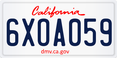 CA license plate 6XOA059