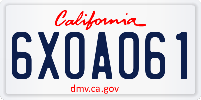 CA license plate 6XOA061