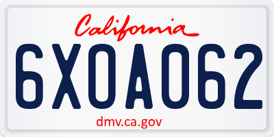 CA license plate 6XOA062