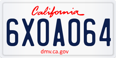 CA license plate 6XOA064