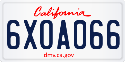 CA license plate 6XOA066