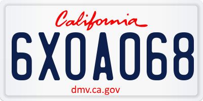 CA license plate 6XOA068