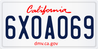 CA license plate 6XOA069