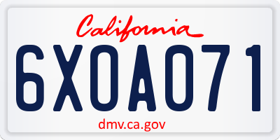 CA license plate 6XOA071