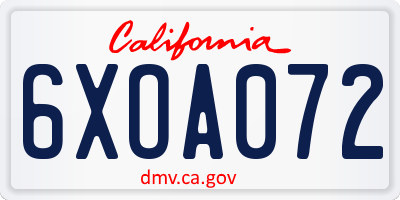 CA license plate 6XOA072