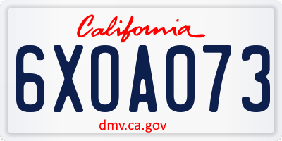 CA license plate 6XOA073