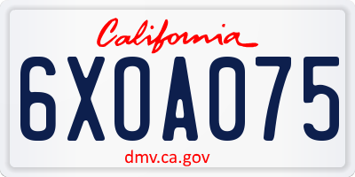 CA license plate 6XOA075