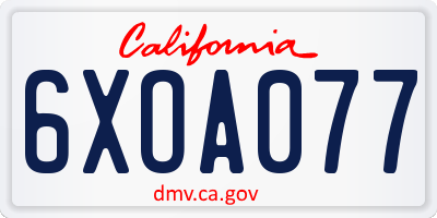 CA license plate 6XOA077