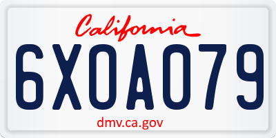 CA license plate 6XOA079