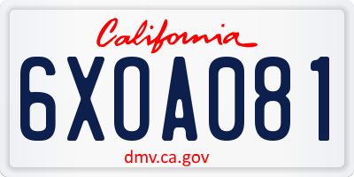 CA license plate 6XOA081