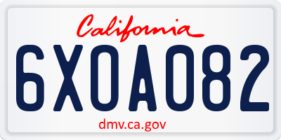 CA license plate 6XOA082