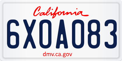 CA license plate 6XOA083