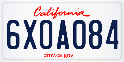CA license plate 6XOA084