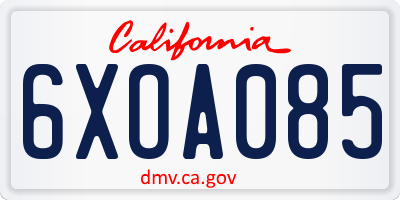 CA license plate 6XOA085