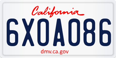 CA license plate 6XOA086