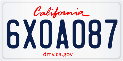 CA license plate 6XOA087