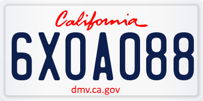 CA license plate 6XOA088