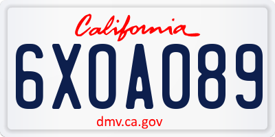 CA license plate 6XOA089