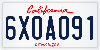 CA license plate 6XOA091
