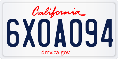 CA license plate 6XOA094