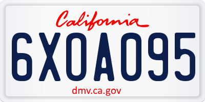 CA license plate 6XOA095