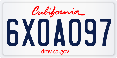 CA license plate 6XOA097
