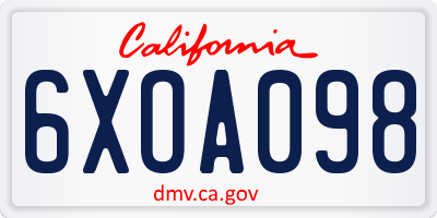 CA license plate 6XOA098