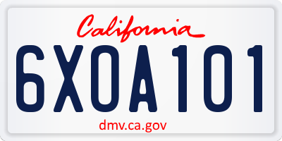 CA license plate 6XOA101