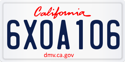 CA license plate 6XOA106