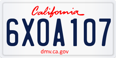 CA license plate 6XOA107