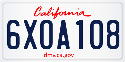 CA license plate 6XOA108