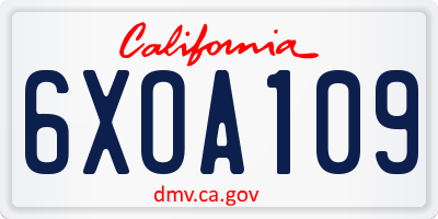 CA license plate 6XOA109