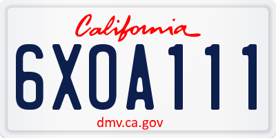 CA license plate 6XOA111