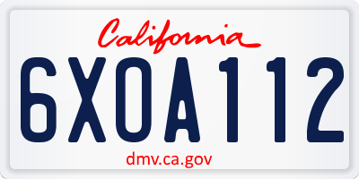 CA license plate 6XOA112