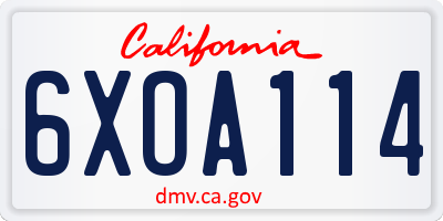 CA license plate 6XOA114
