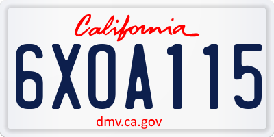 CA license plate 6XOA115