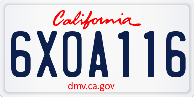 CA license plate 6XOA116