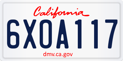 CA license plate 6XOA117
