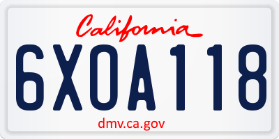 CA license plate 6XOA118