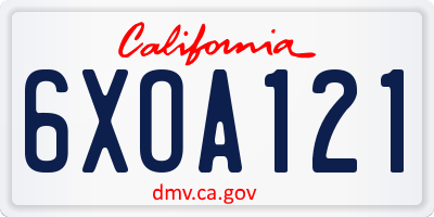 CA license plate 6XOA121