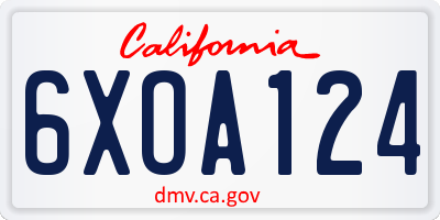 CA license plate 6XOA124